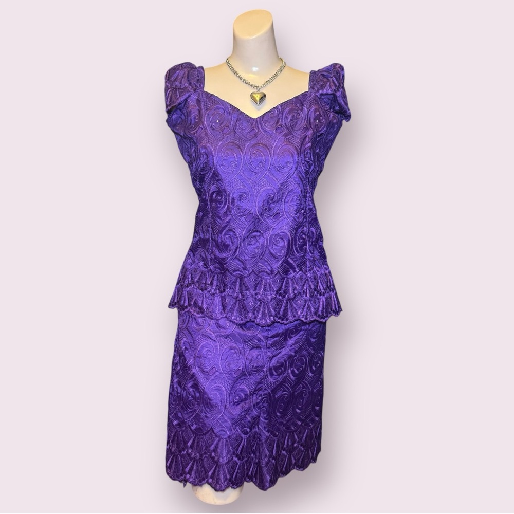 Vintage Purple Skirt Set with Top, Whimsygoth Witchcore Regency Vibes - Picture 5 of 14
